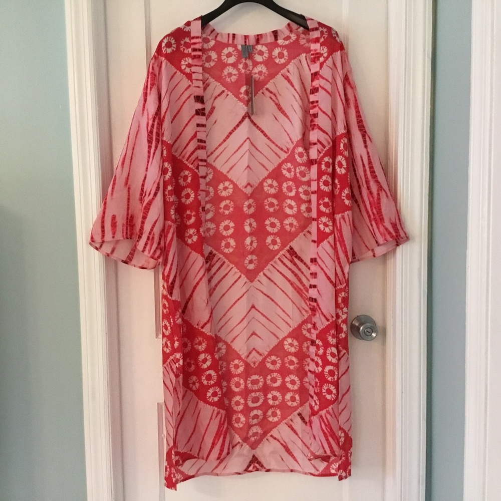 Bl^nk London pink rose, long sleeve, lightweight, tie die kimono, NWT, one size